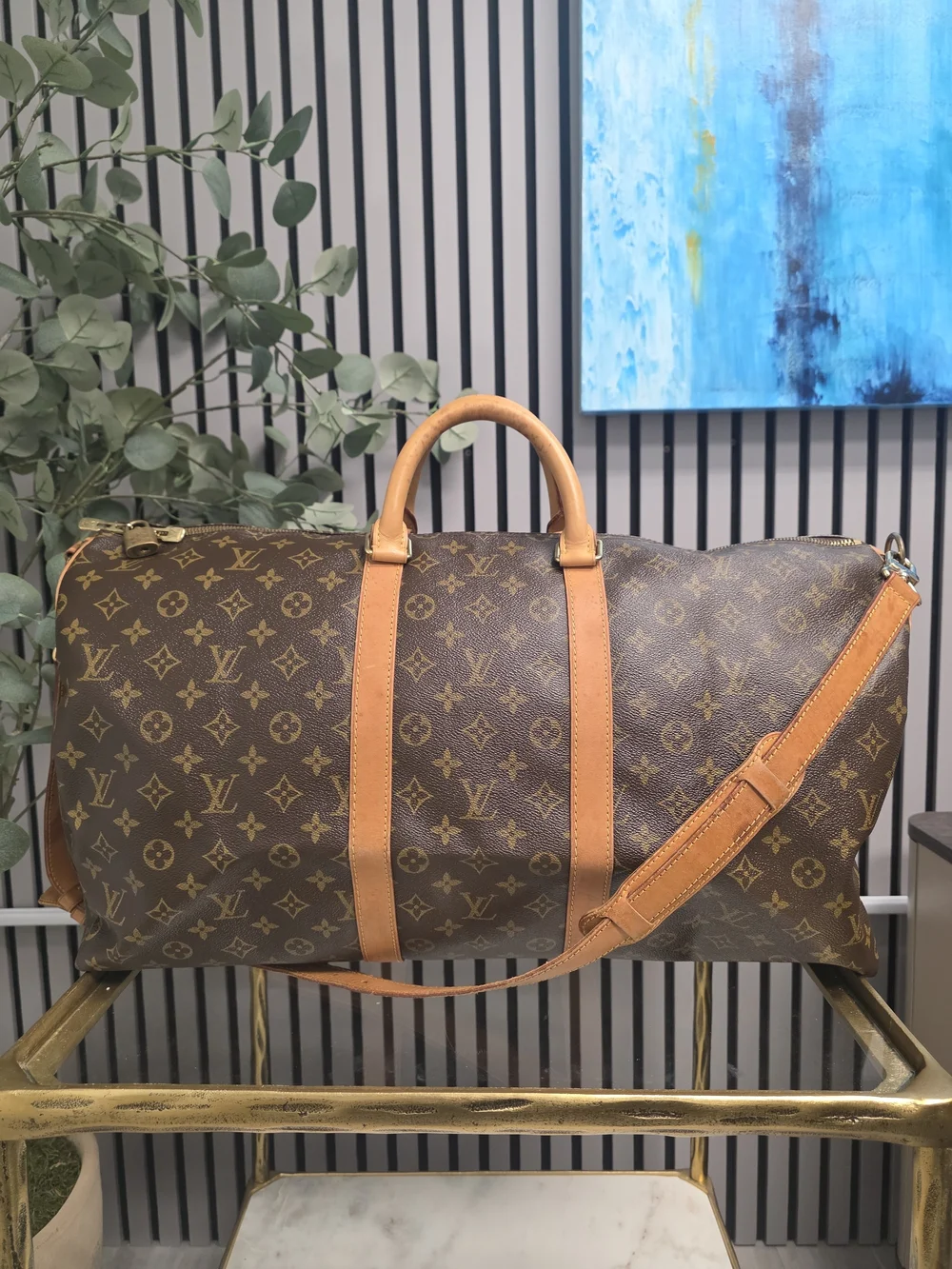 Louis Vuitton Brown Monogram Keepall Bandoulière 55 Travel Bag - Brown w/ Strap